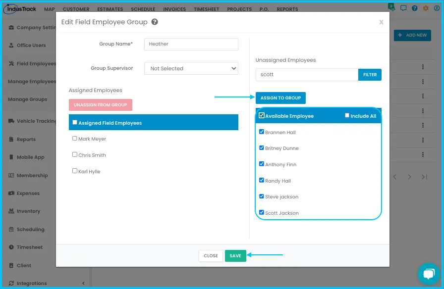 Selecting everyone listed with the top checkbox