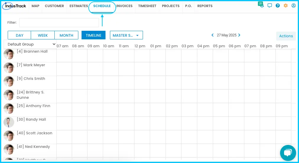 The Schedule tab in the top menu