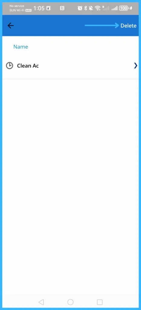 The delete option on a task in the list