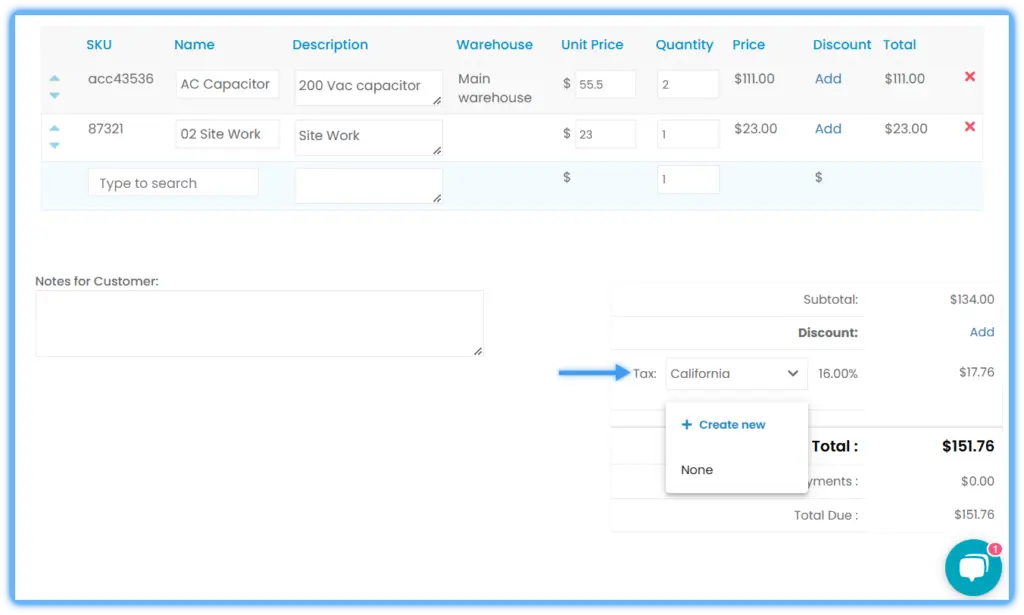 Choosing a tax rate on the estimate