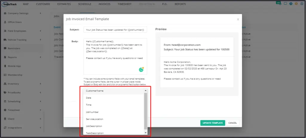 The Add Variable drop-down for adding a dynamic field