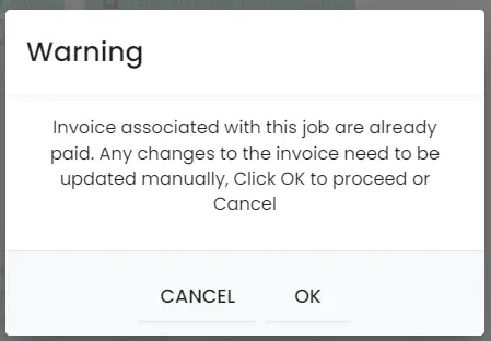 The message saying the invoice for this job is already paid