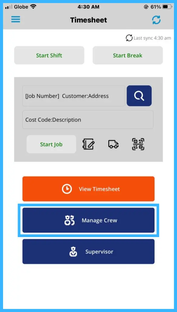 The Manage Crew option