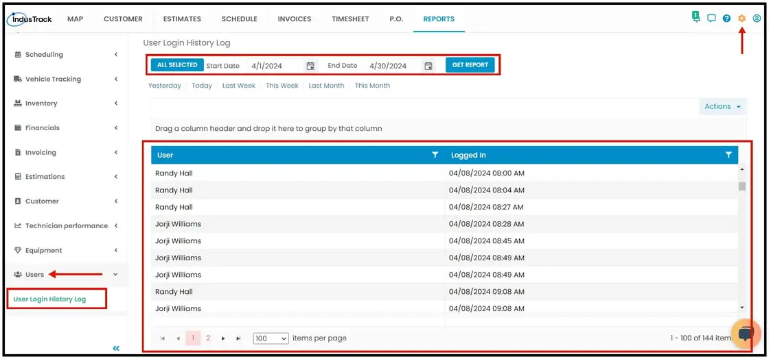 The User Login History Log report