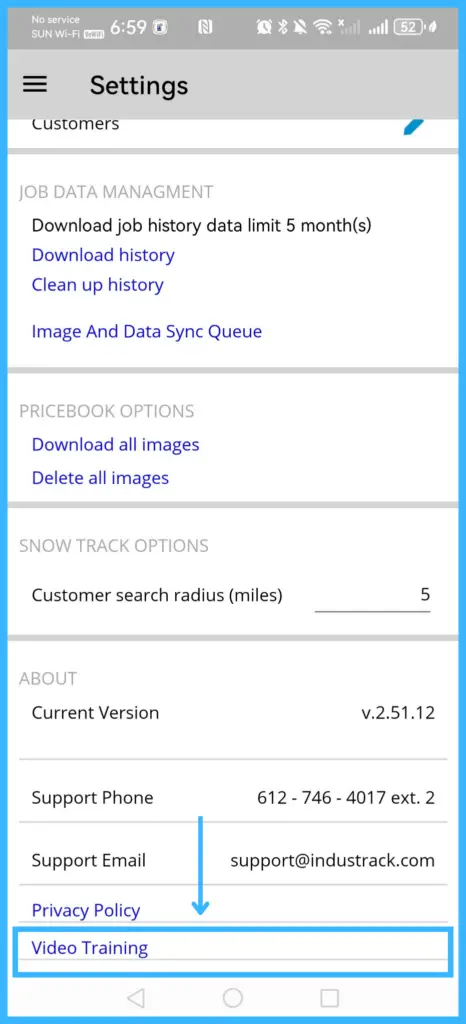 The Video Training option