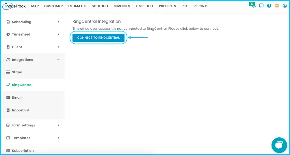 The Connect to RingCentral button