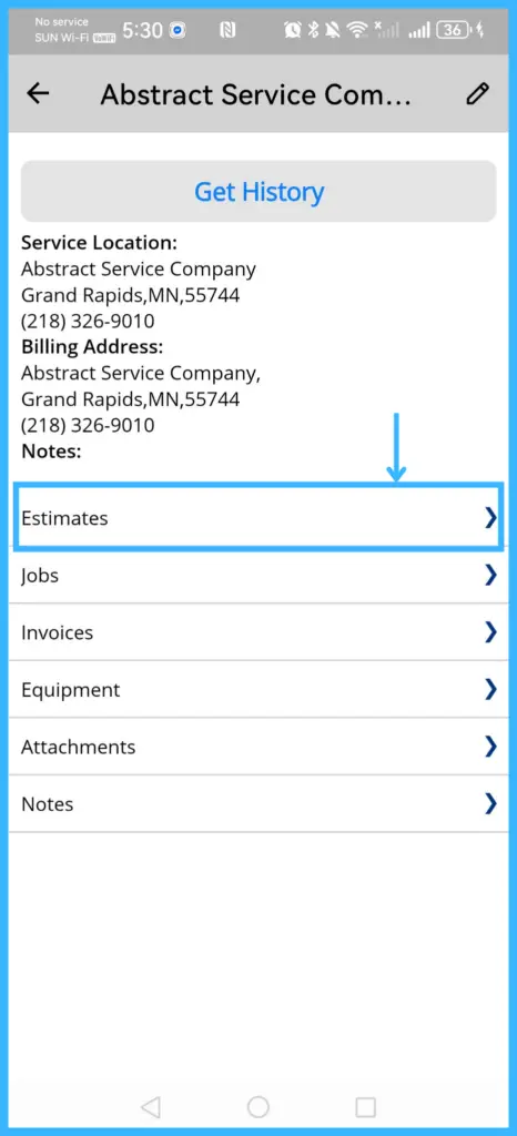 The customer's Estimates