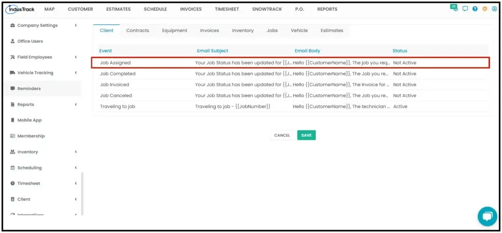 The Job Assigned email template