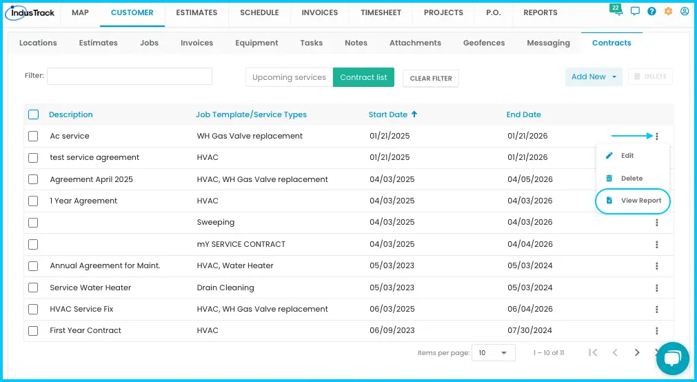 A service agreement report
