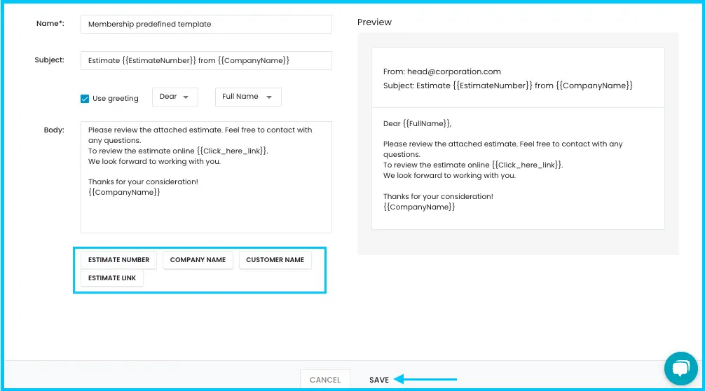 The Membership email template