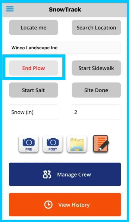 The End Plow button