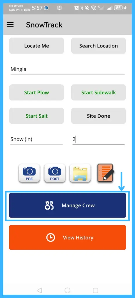The Manage Crew button