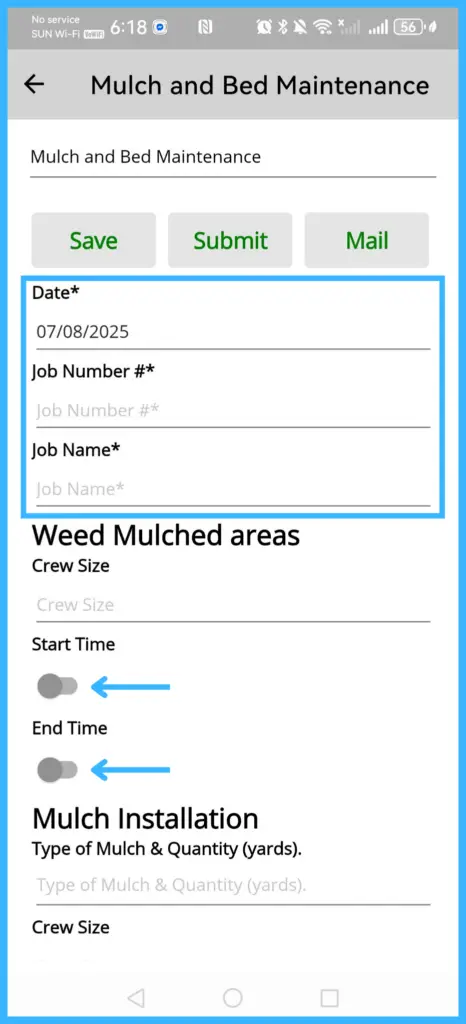 Filling in form fields, with a slider to turn a field on