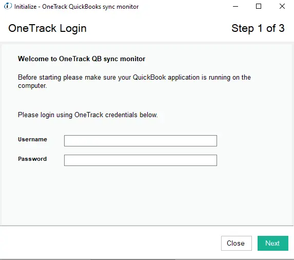 Logging in to IndusTrack from the connector