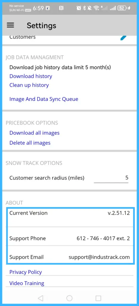 The update notice in the app