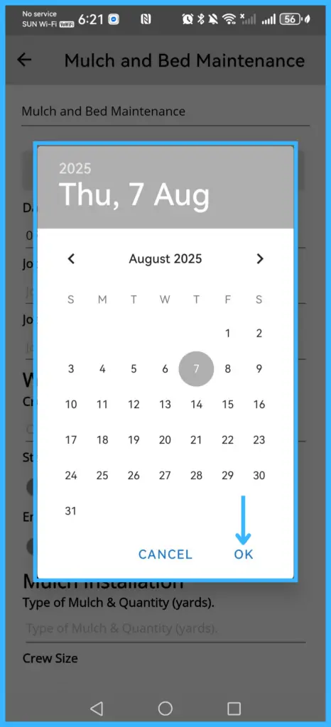 Picking a date in a form