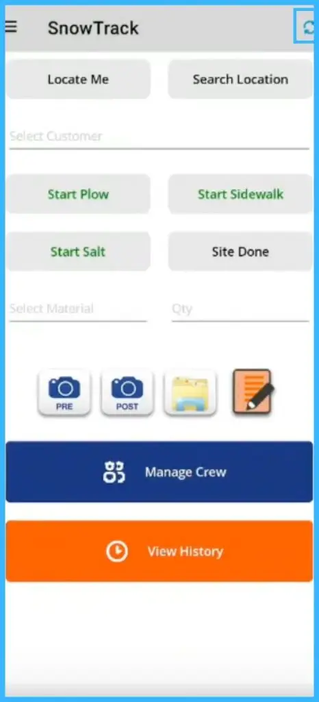 The Sync button in the SnowTrack module
