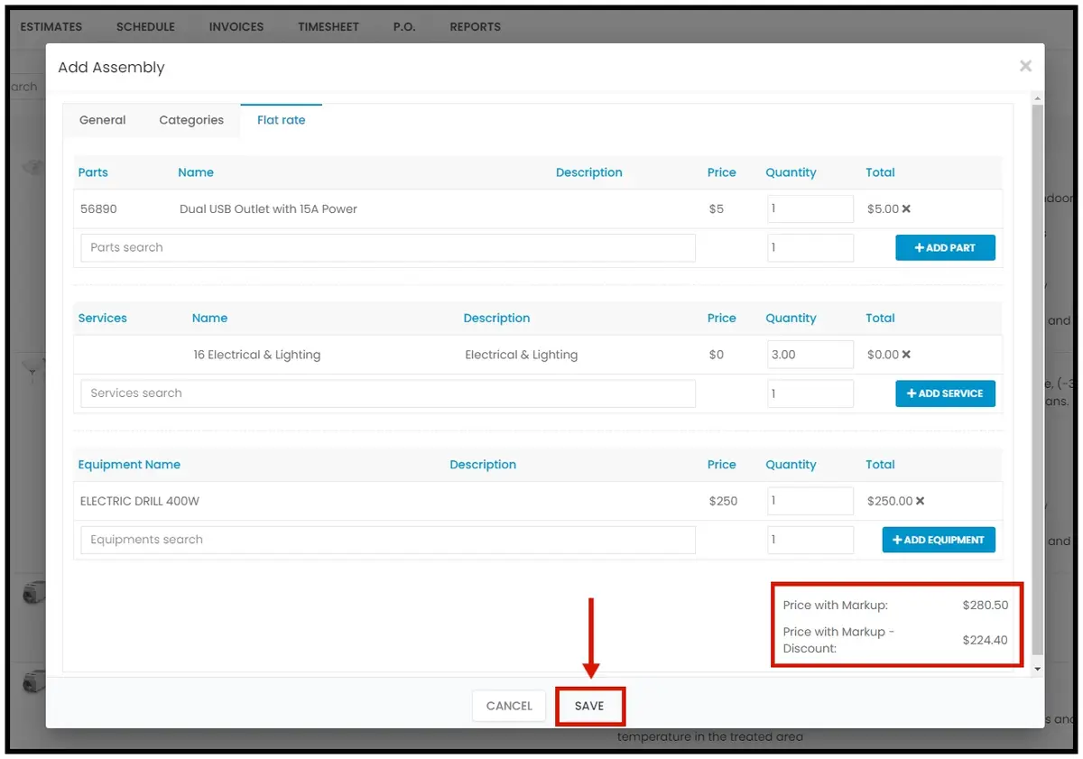 Price with Markup and Price with Markup – Discount on the Flat Rate tab