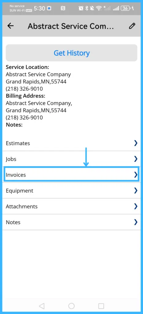 The customer's Invoices